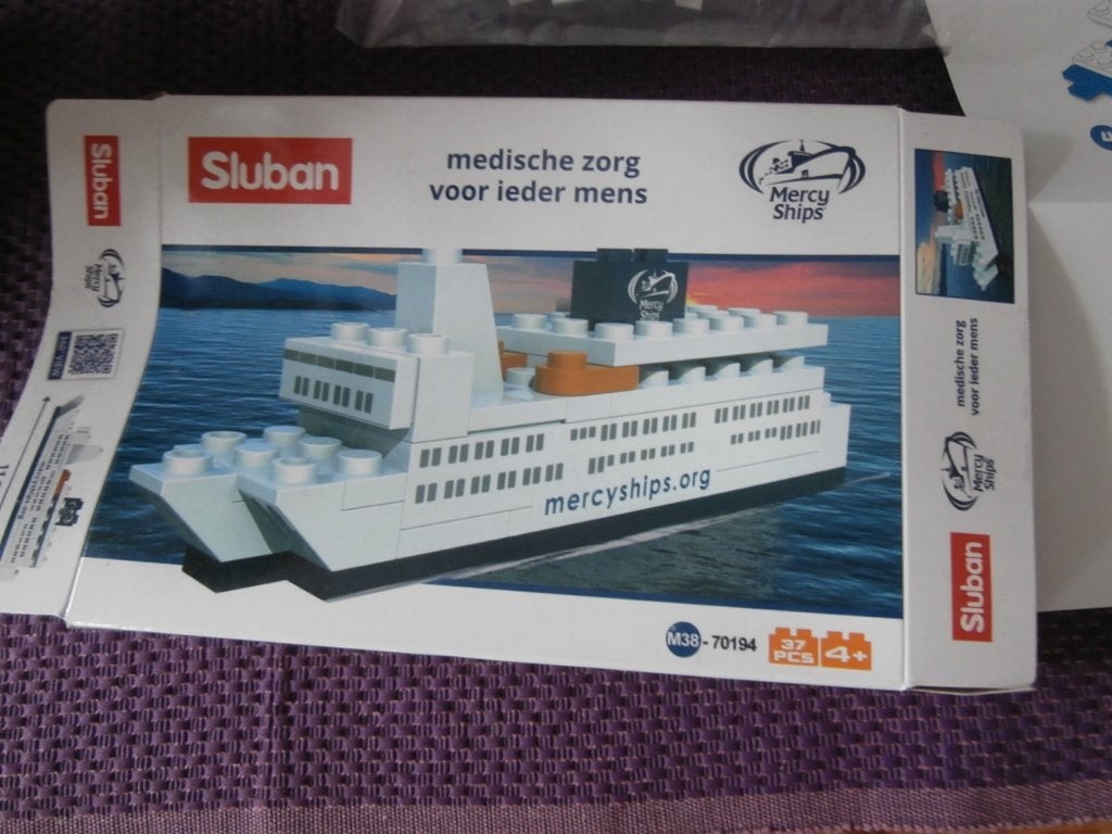 bouwstenen soort lego veerboot Sluban schip boot Mercy Ships, Ophalen of Verzenden, Zo goed als nieuw, Overige merken