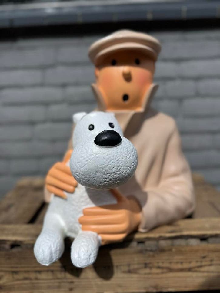 Kuifje en Bobbie beeldje - Decoratief figuur, Ophalen, Zo goed als nieuw, Mens
