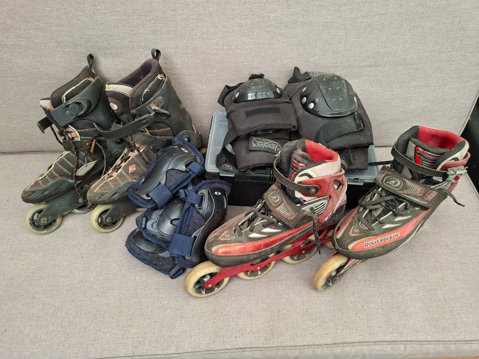Complete set skeelers en bescherming (K2 en Rollerblade), Ophalen, Gebruikt, Overige typen, Overige merken
