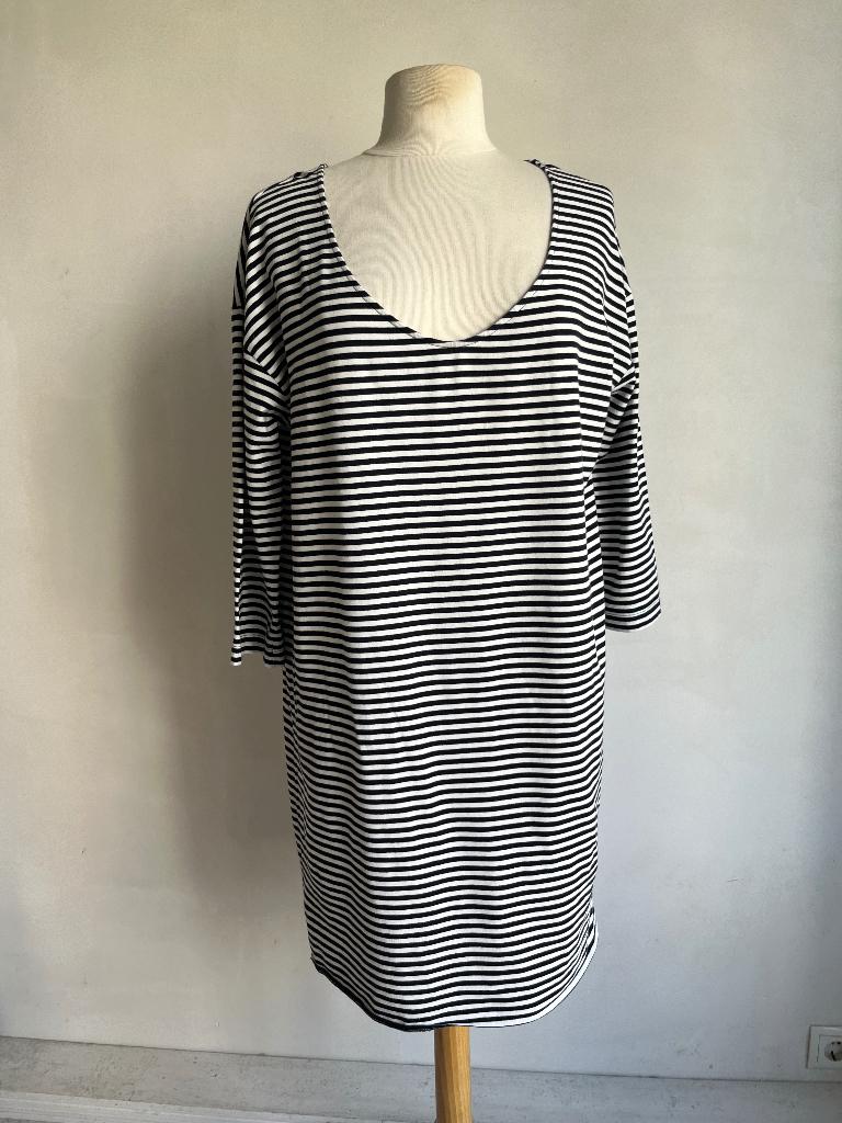 Sylver jurk tricot zwart wit streepje, Sylver, Verzenden, Zwart, Maat 42/44 (L)
