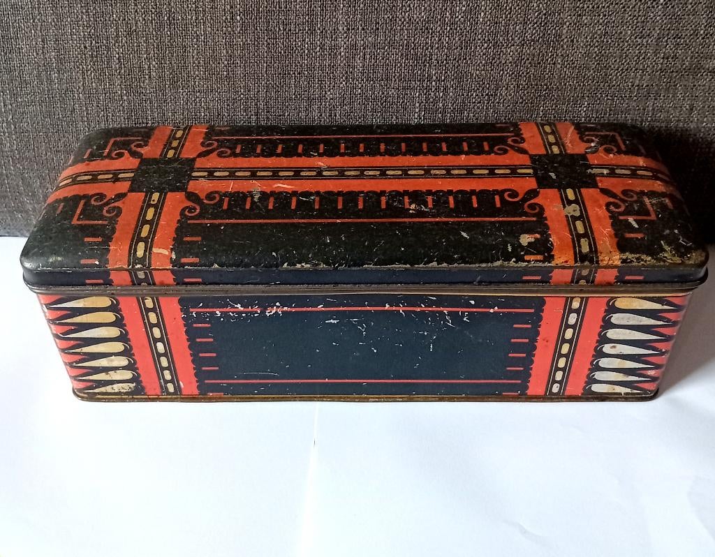 vintage amsterdamse school ontbijtkoek blik, Verzamelen, Blikken, Ophalen of Verzenden, Gebruikt, Overige