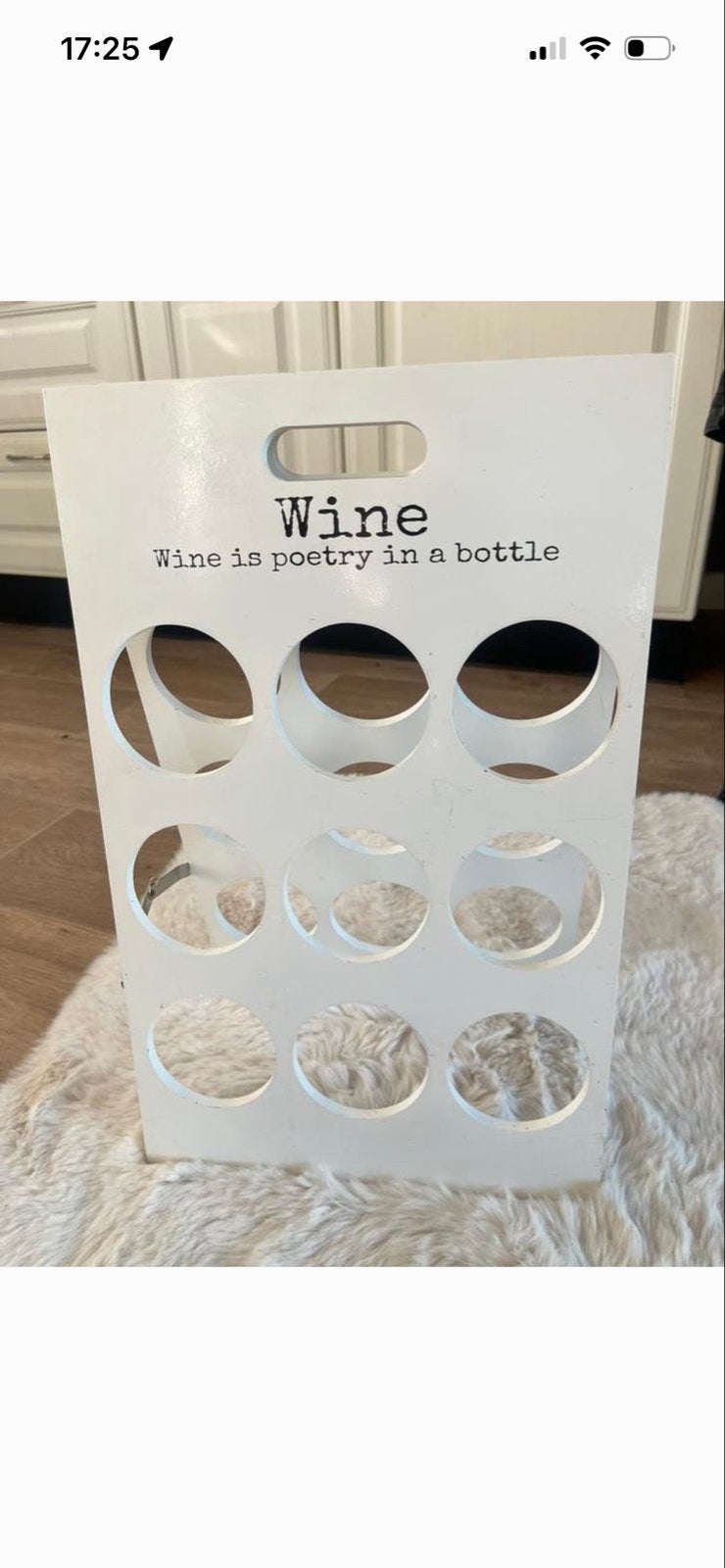 Witte houten wijnrek - "Wine is poetry in a bottle", Ophalen, Gebruikt, 5 tot 15 flessen, 5 – 50