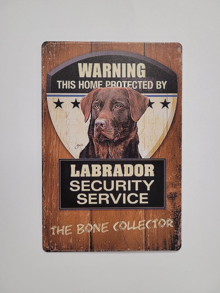 Labrador bruin security service reclamebord van metaal deco, Info@deconoord.nl, Deco Noord, Nieuw, Ophalen of Verzenden