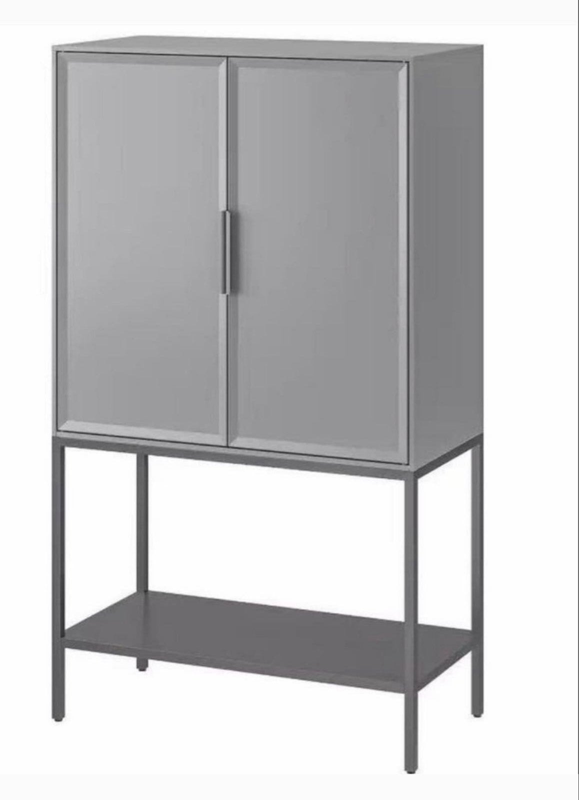 Grijze kast Tullstorp met 2 deuren en open vak - 73x35x126cm, Ophalen, Zo goed als nieuw