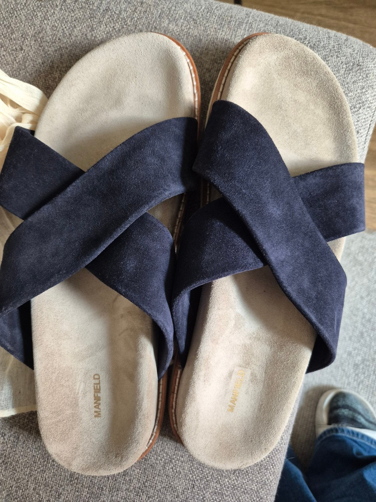 Manfield Sandalen - Zo goed als nieuw, Slippers, Manfield, Blauw, Ophalen of Verzenden