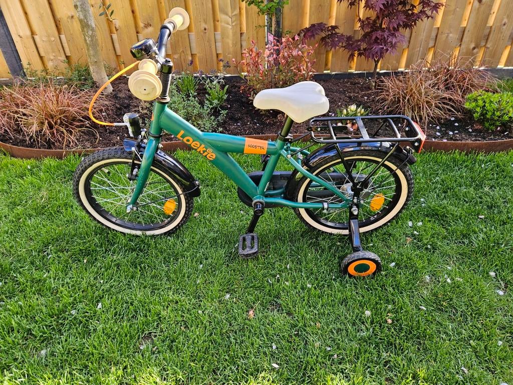 Lookie Booster 16 inch kinderfiets - groen/oranje, Fietsen en Brommers, Fietsen | Kinderfietsjes, Ophalen, Zo goed als nieuw, 16 tot 20 inch