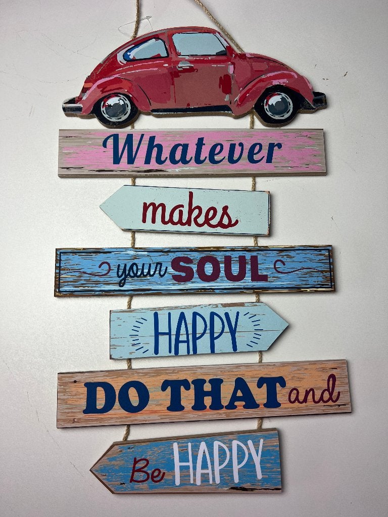 Nieuw tekst/wandbord VW Kever rood, 30 cm, Boho, Meerkleurig, Nieuw