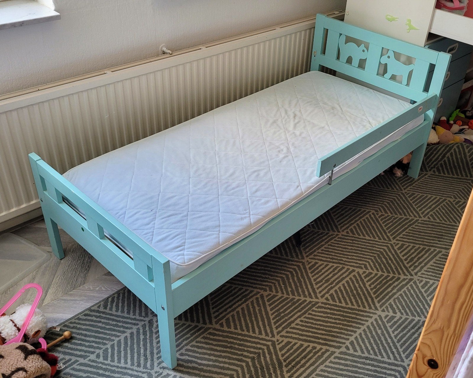 Ikea Sultan Lade kinderbed met matras en uitvalbeveiliging, Gebruikt, 70 tot 85 cm, 160 tot 180 cm, Ophalen