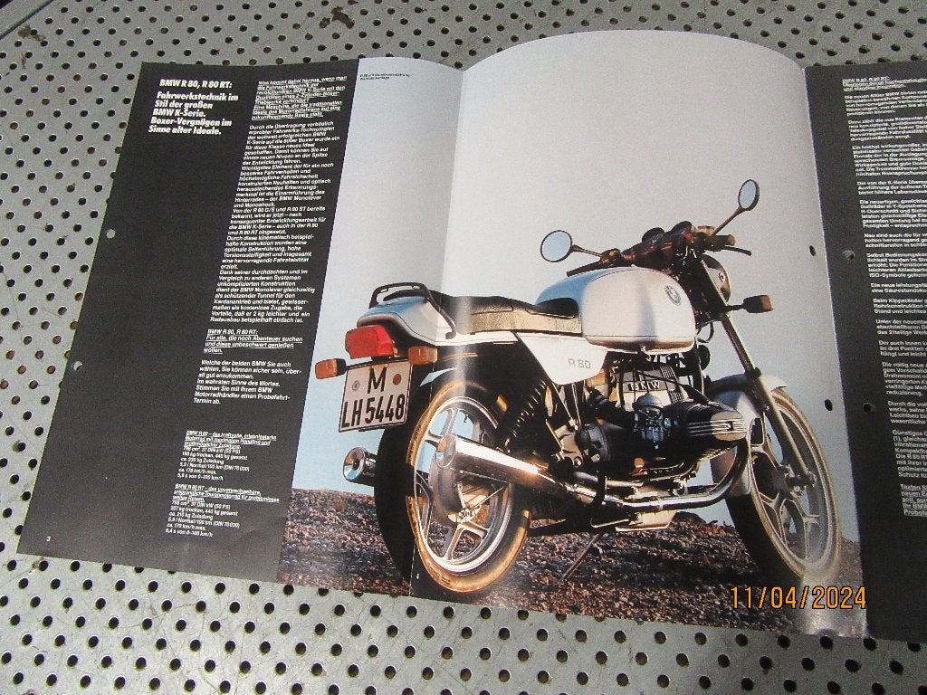 BMW Boxer kleurenfolder Reclame Advertentie '85 R80 GS e.a., Verzamelen, Ophalen of Verzenden, Gebruikt, Motoren