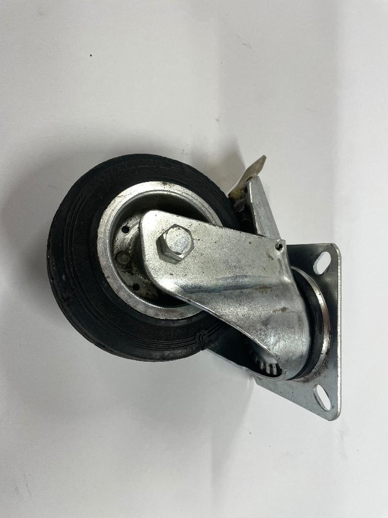 5 stuks Zwenkwiel rubber geremd 125 mm met topplaat ZGAN, Doe-het-zelf en Verbouw, Zwenkwielen, Ophalen of Verzenden