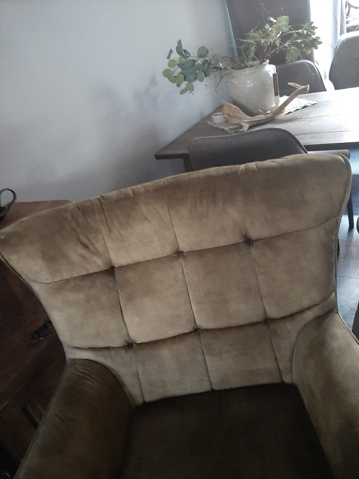 Mos groene fauteuil, Huis en Inrichting, Fauteuils, Ophalen of Verzenden, Zo goed als nieuw, 75 tot 100 cm, 50 tot 75 cm