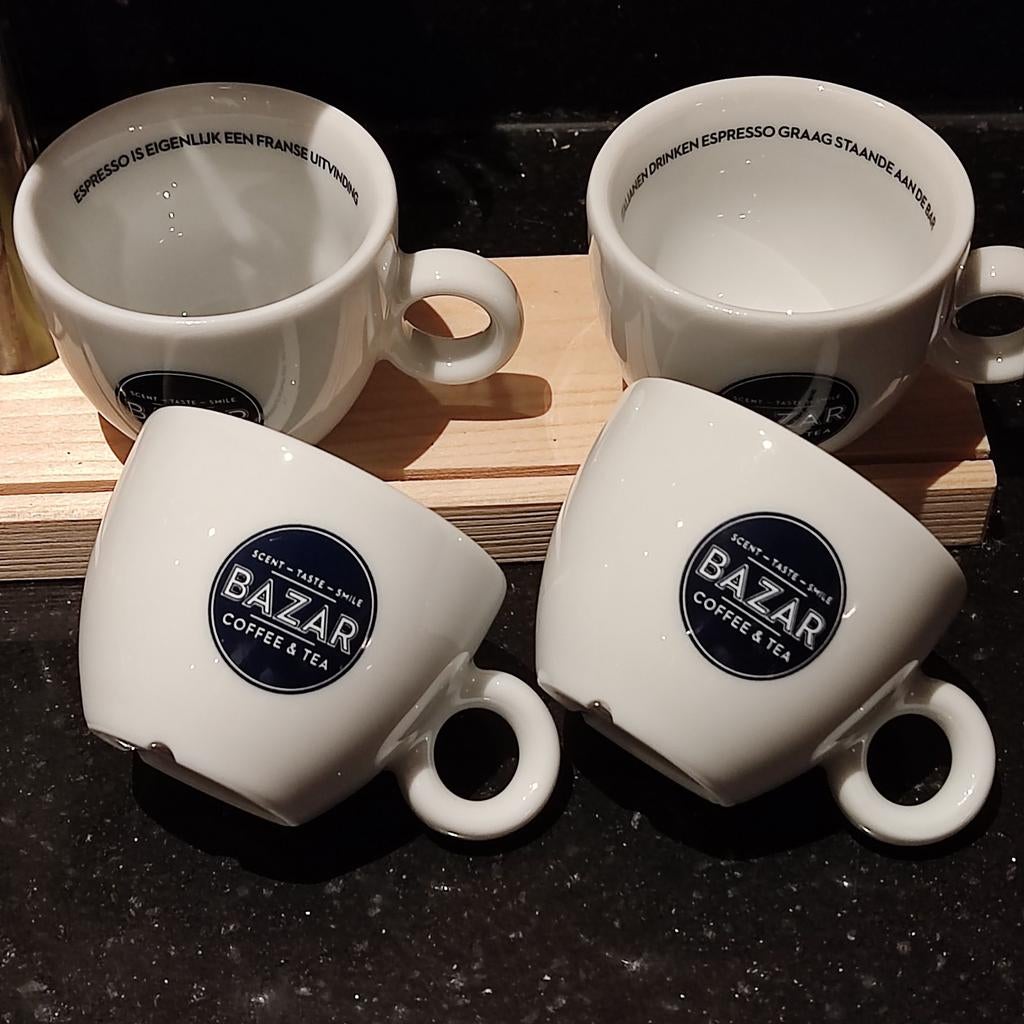 Bazar Espresso Kopjes - Set van 4, Keramiek, Ophalen of Verzenden, Zo goed als nieuw, Overige stijlen