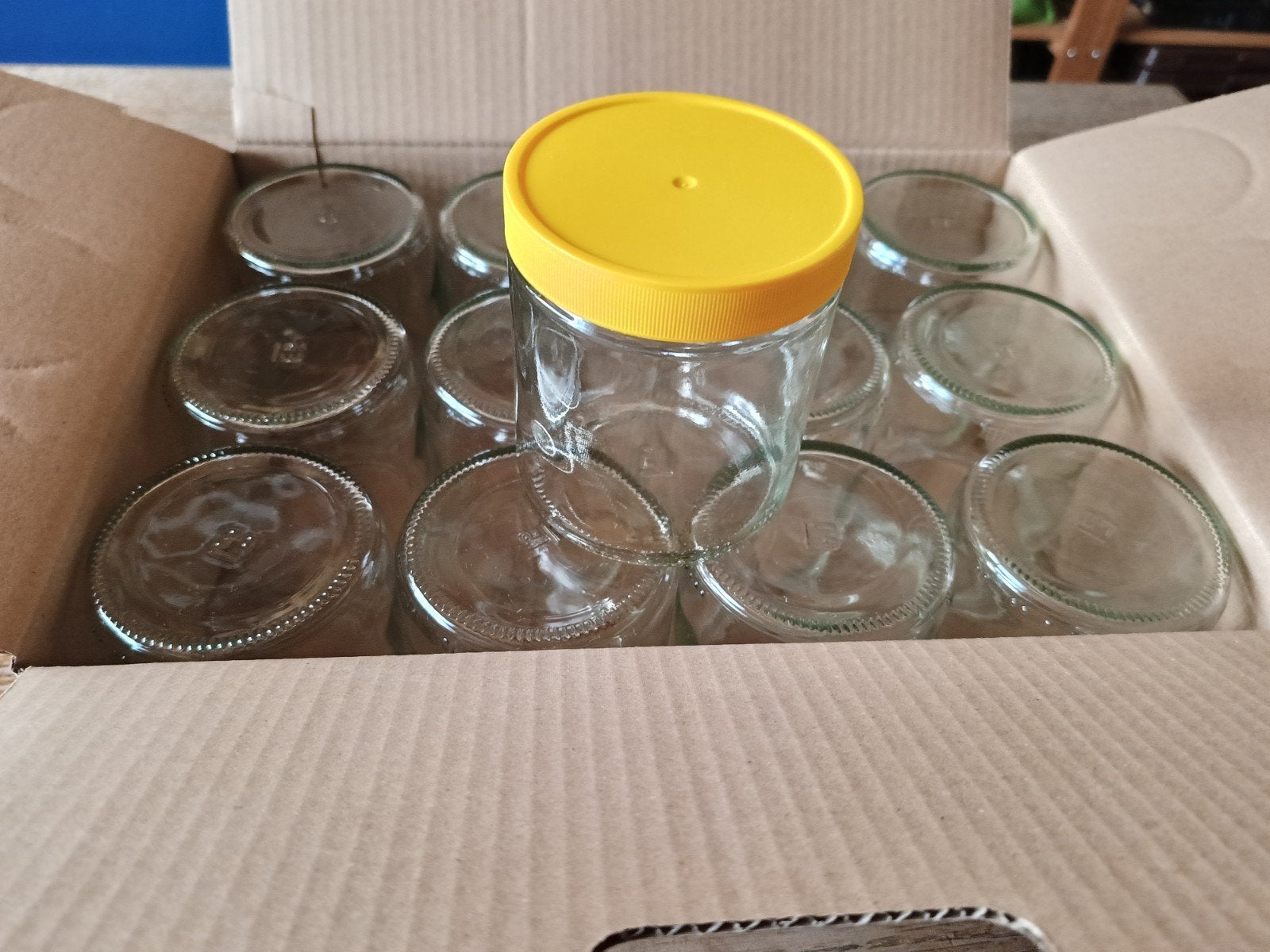 Honingpotjes 500 gram, Nieuwe Glazen Potjes met Deksel, Ophalen, Nieuw, Glas
