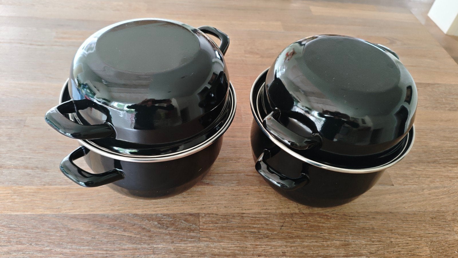 2 mossel kookpannen, Met handvatten, Ophalen of Verzenden, Gebruikt, Kookpan