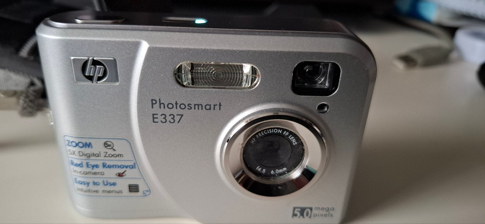 HP Photosmart E337 Compactcamera - Getest en Werkend, Ingebouwde flitser, Gebruikt, Ophalen of Verzenden, Geen optische zoom