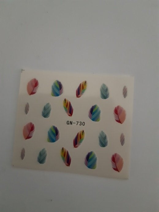 Velletje nagel water decals stickers GN-730 veren gekleurd, Nieuw, Ophalen of Verzenden, Toebehoren, Handen en Nagels