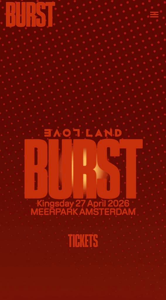 BURST loveland kingsday 27 april 2026 1 kaartje, Alle leeftijden, Ophalen of Verzenden, Zo goed als nieuw