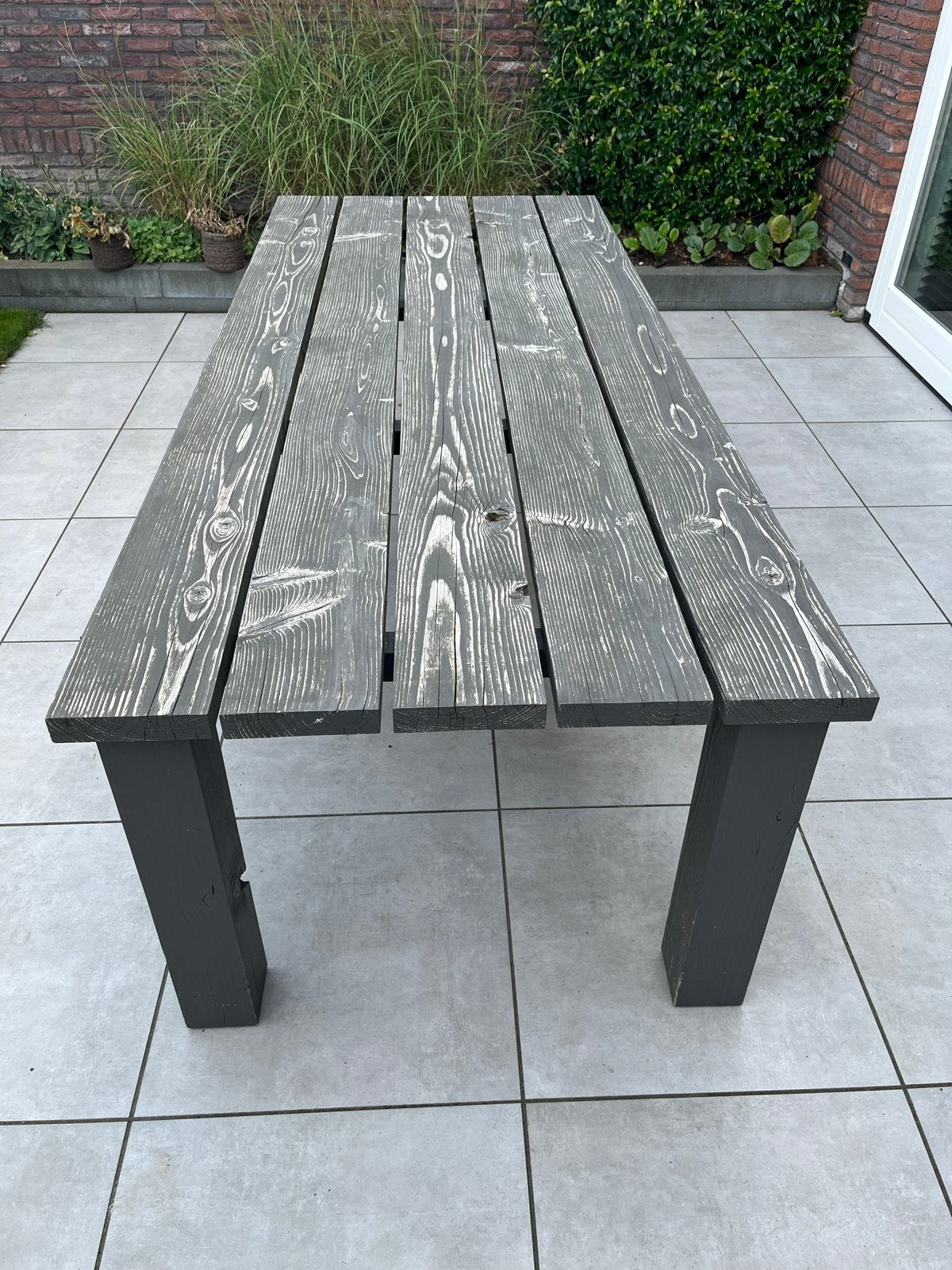 Robuuste houten tuintafel 240x100, Ophalen, Gebruikt, Rechthoekig, Hout