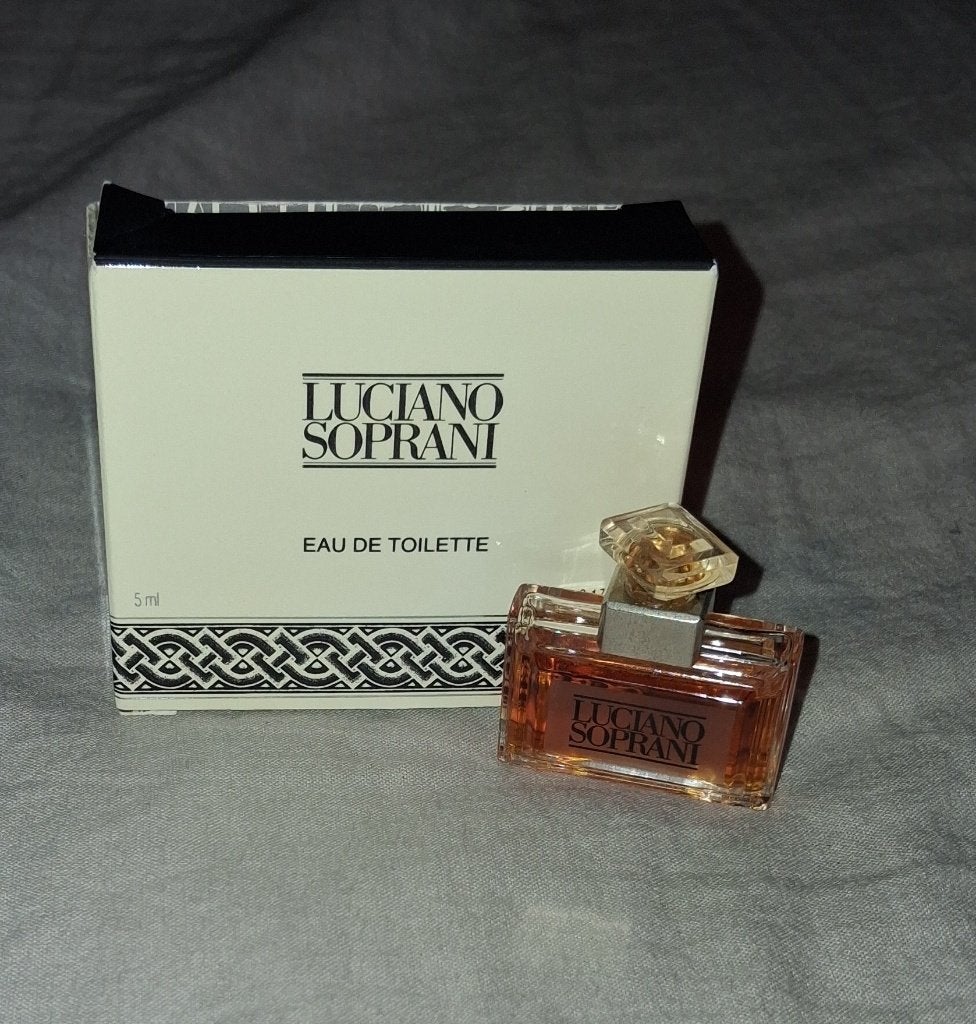 Parfum miniatuur Luciano soprani + doosje, Ophalen of Verzenden, Zo goed als nieuw, Miniatuur, Gevuld