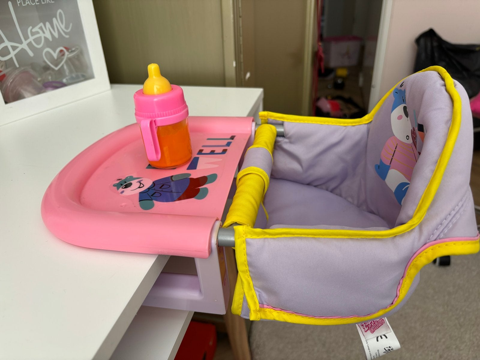 Baby Born stoeltje voor aan tafel met flesje, Ophalen, Gebruikt, Babypop