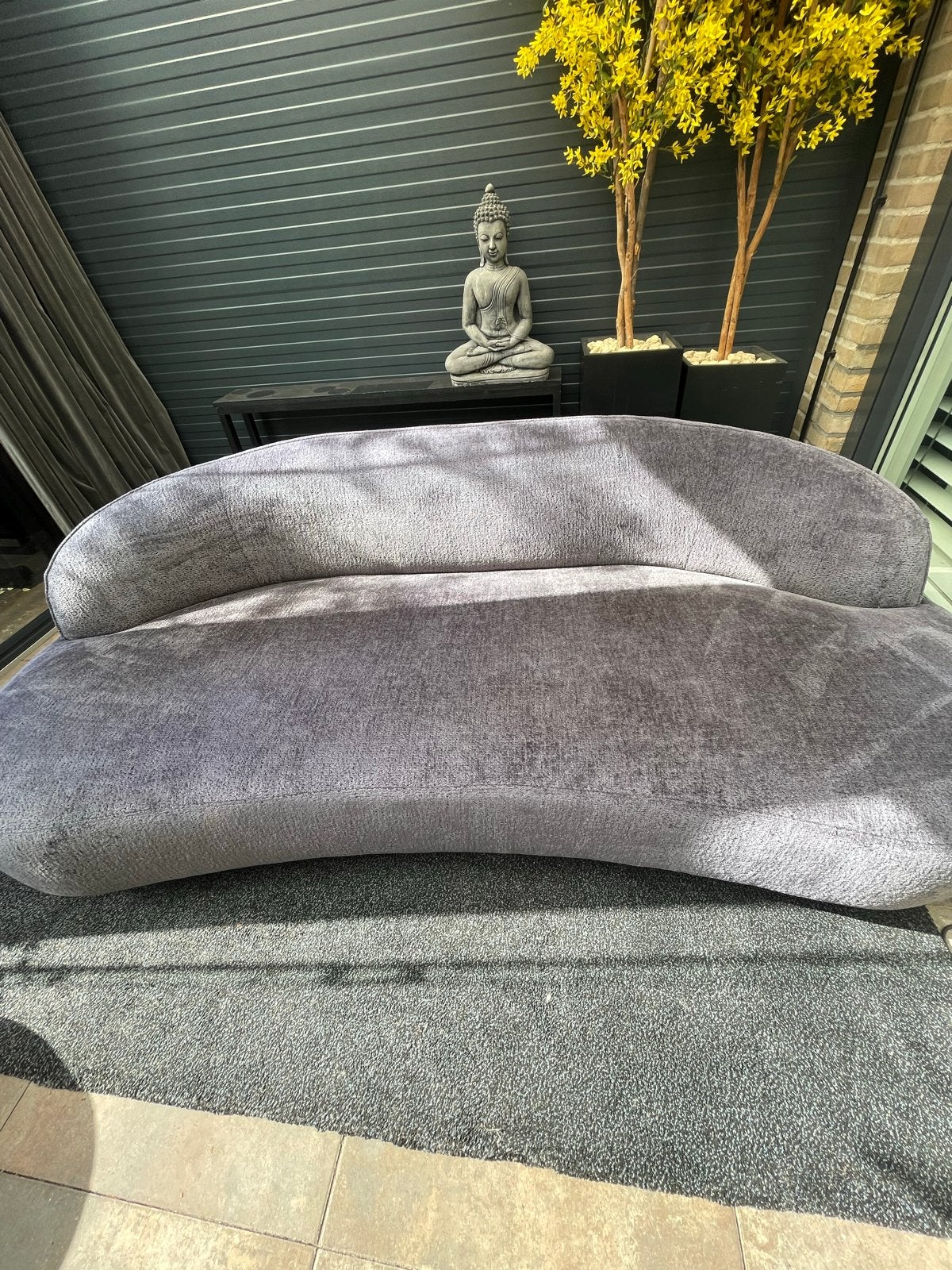 Half ronde loungebank - Lichtblauw/grijs - 220 cm, Huis en Inrichting, Ophalen, Gebruikt, 100 tot 125 cm, Driepersoons