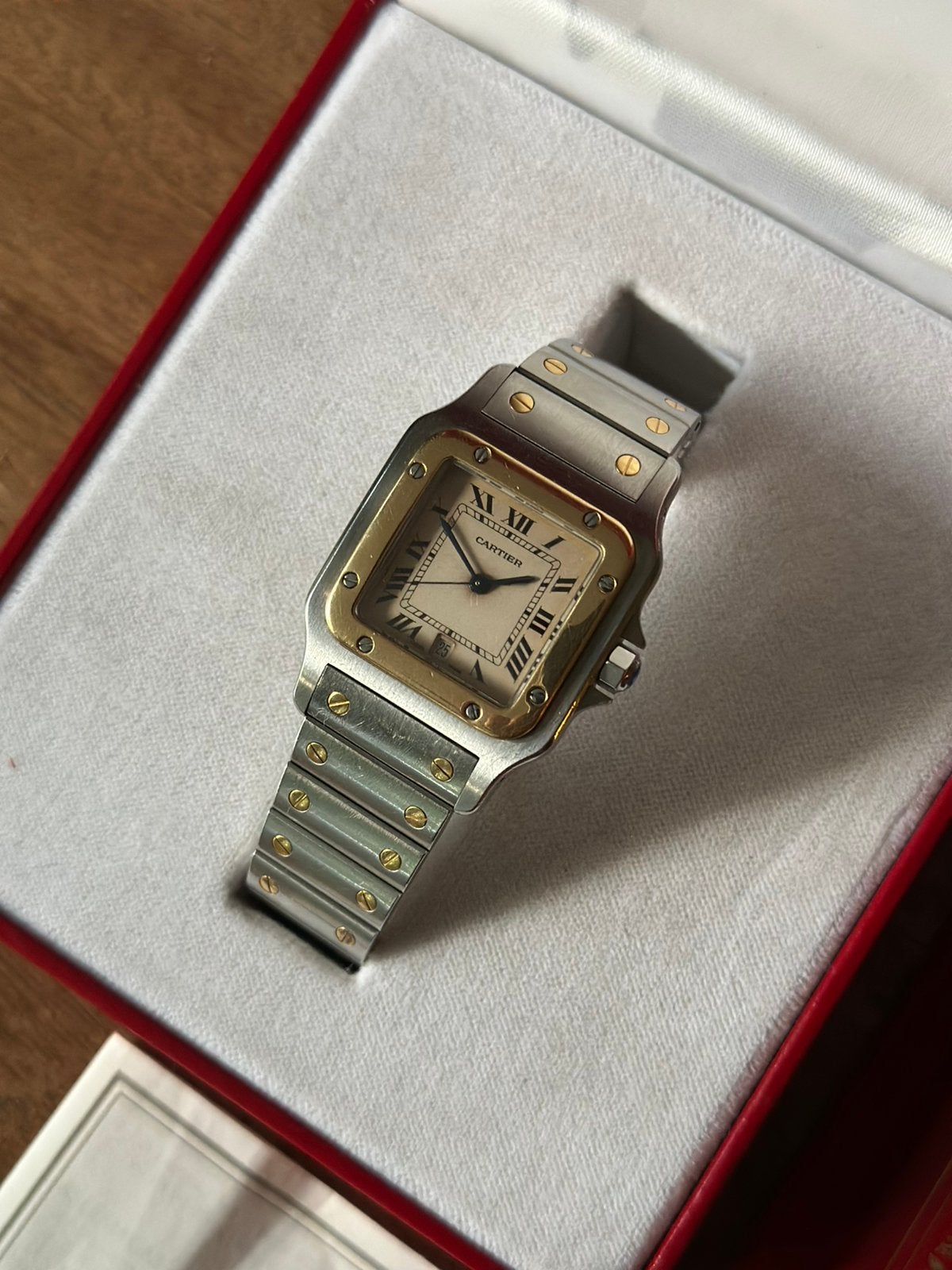 Cartier Santos Galbée 187901 – 29x41mm (ongepolijst), Sieraden, Tassen en Uiterlijk, Horloges | Heren, Polshorloge, Zo goed als nieuw