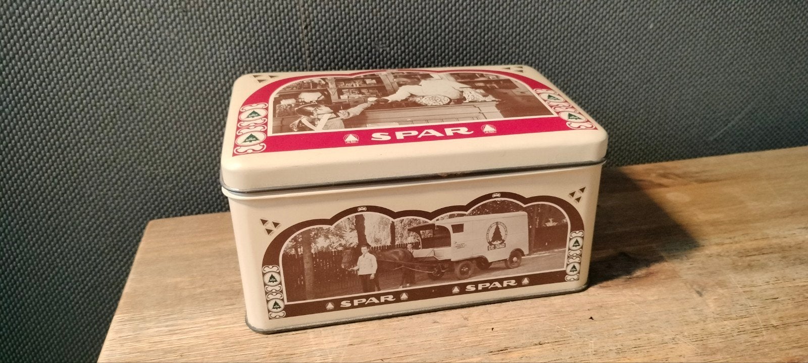 Vintage Spar koekblik met historische afbeeldingen, Antiek en Kunst, Ophalen of Verzenden
