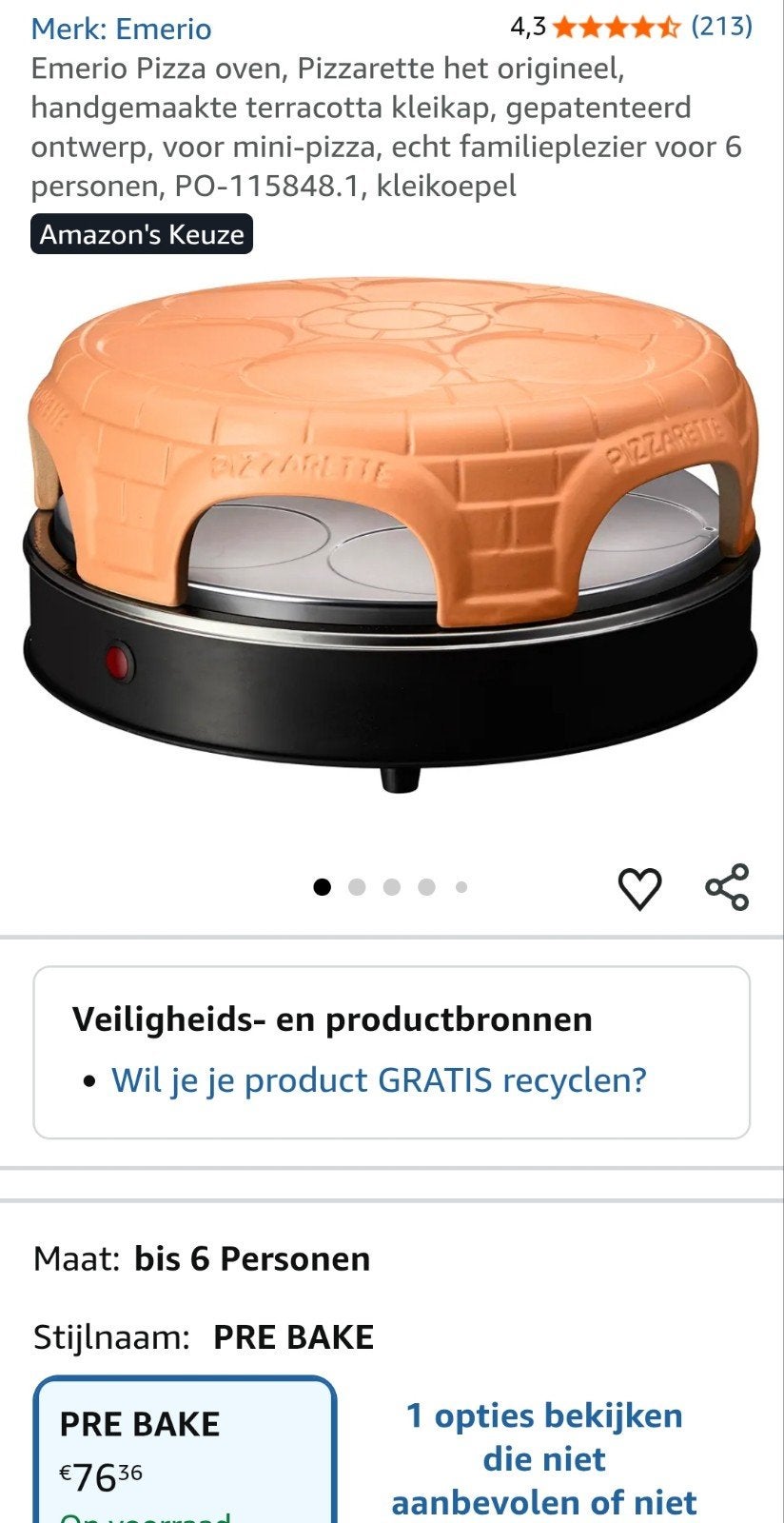 Emerio Pizzarette: Originele Terracotta Pizza Oven, Ophalen, Minder dan 45 cm, Pizzaoven, Nieuw