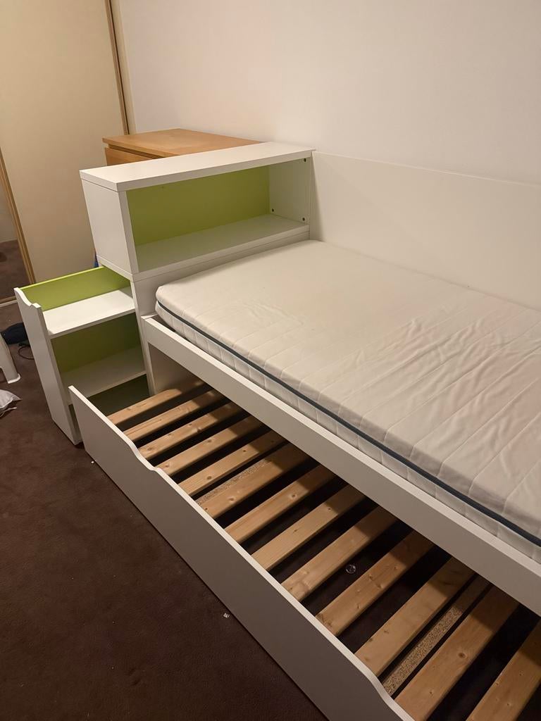 Ikea Flexa bed met uitschuifbaar logeerbed en kast, Ophalen, Gebruikt, 90 cm, Eenpersoons