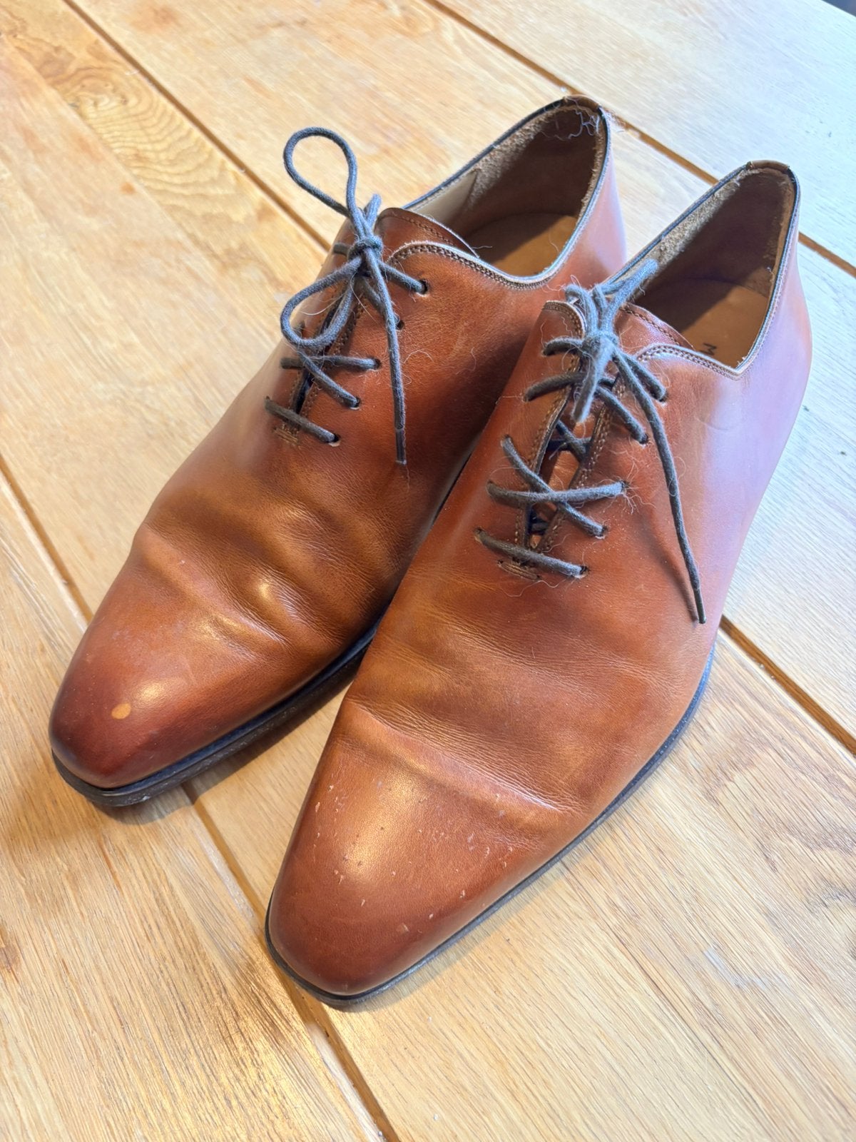 Magnanni heren veterschoenen cognac leer – maat 40, Ophalen of Verzenden, Zo goed als nieuw, Bruin