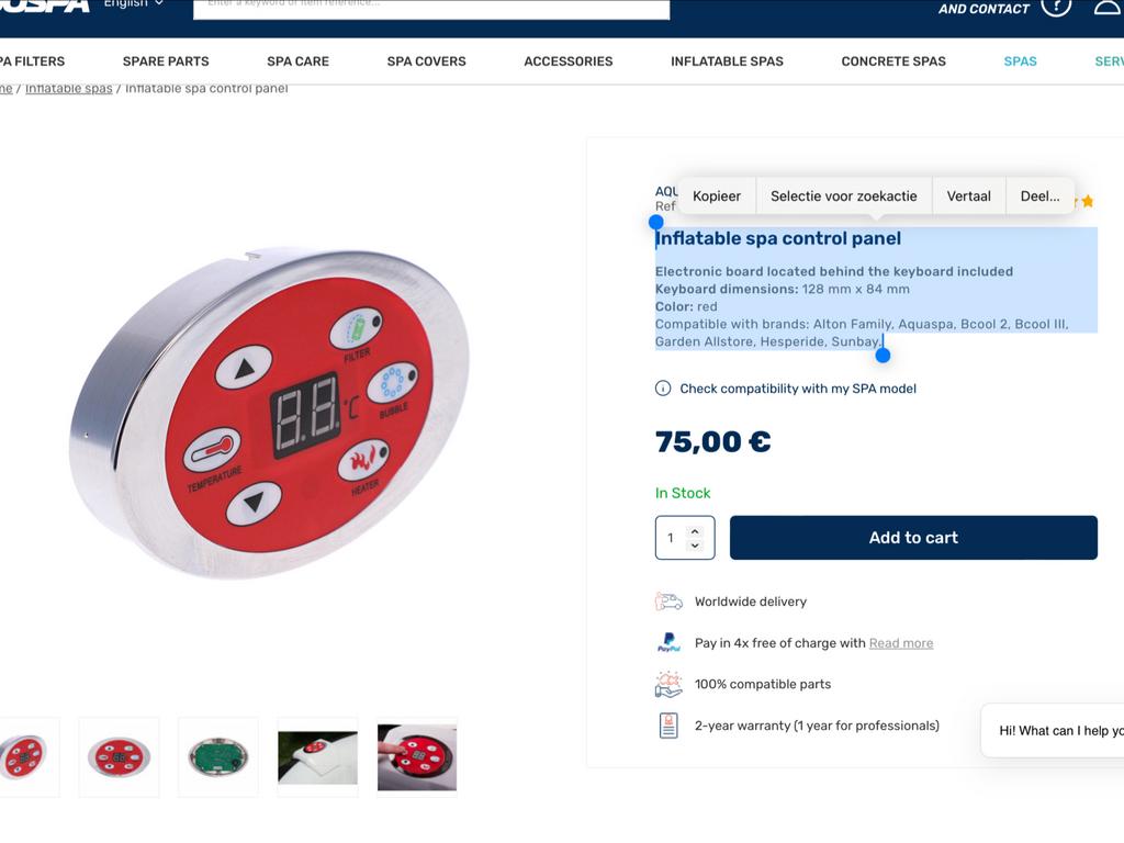 jaccuzi  Spa controlepaneel - Nieuw in doos., Ophalen of Verzenden, Nieuw, Opblaasbaar