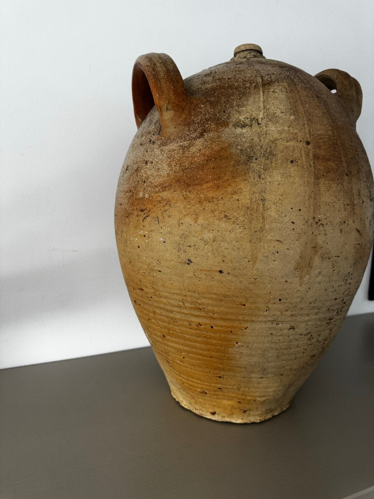 Grote Oude Franse Gres Olijfkruik - 47 cm Hoog, Ophalen