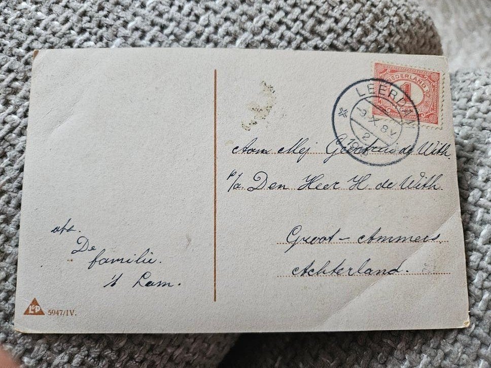 Achterland Groot Ammers  oud adres met Bloemen, Ophalen of Verzenden, Voor 1920, Gelopen