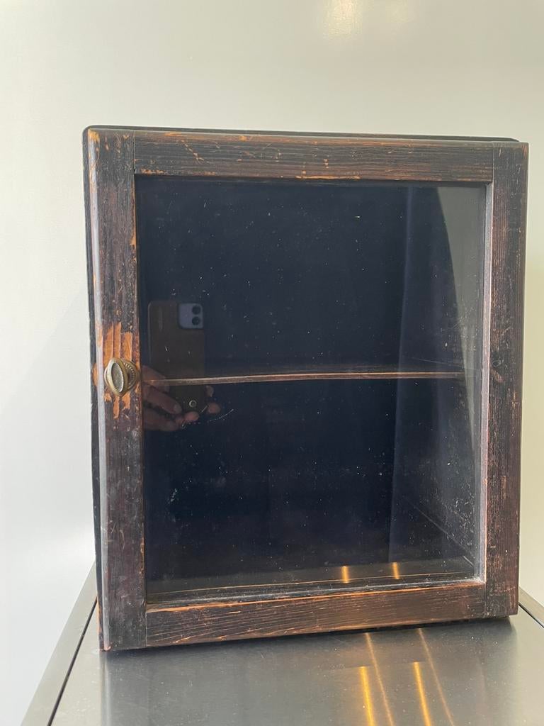 Antiek vitrinekastje - in prijs verlaagd, Huis en Inrichting, Ophalen, Minder dan 50 cm, Glas, Minder dan 25 cm
