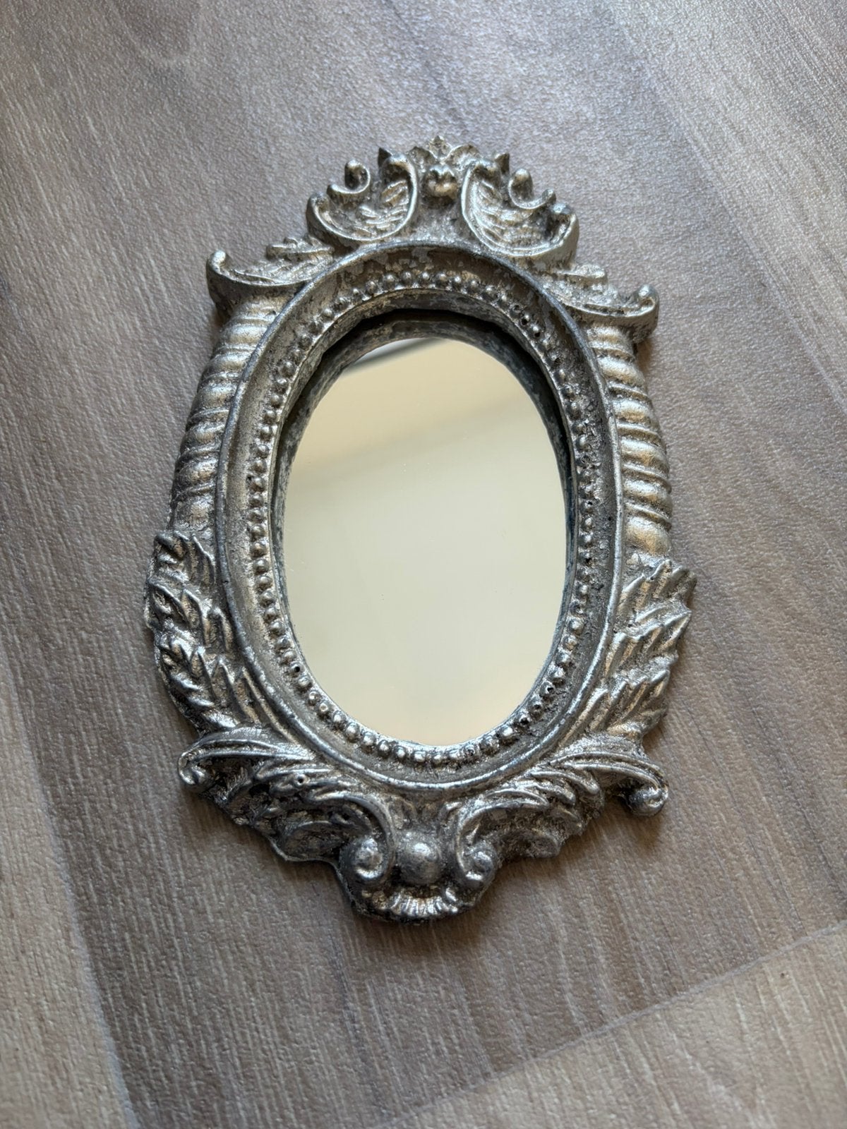 Zilveren spiegeltje Xenos ong. 28x12x1,5 cm, Minder dan 50 cm, Gebruikt, Verzenden, Minder dan 100 cm