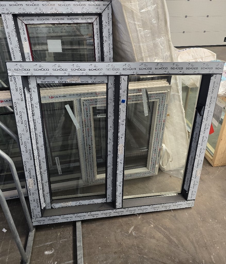 Kunststof raam kozijn Schüco 1300x1200 mm (NIEUW), Doe-het-zelf en Verbouw, Kunststof, Raamkozijn, Nieuw, Inclusief glas