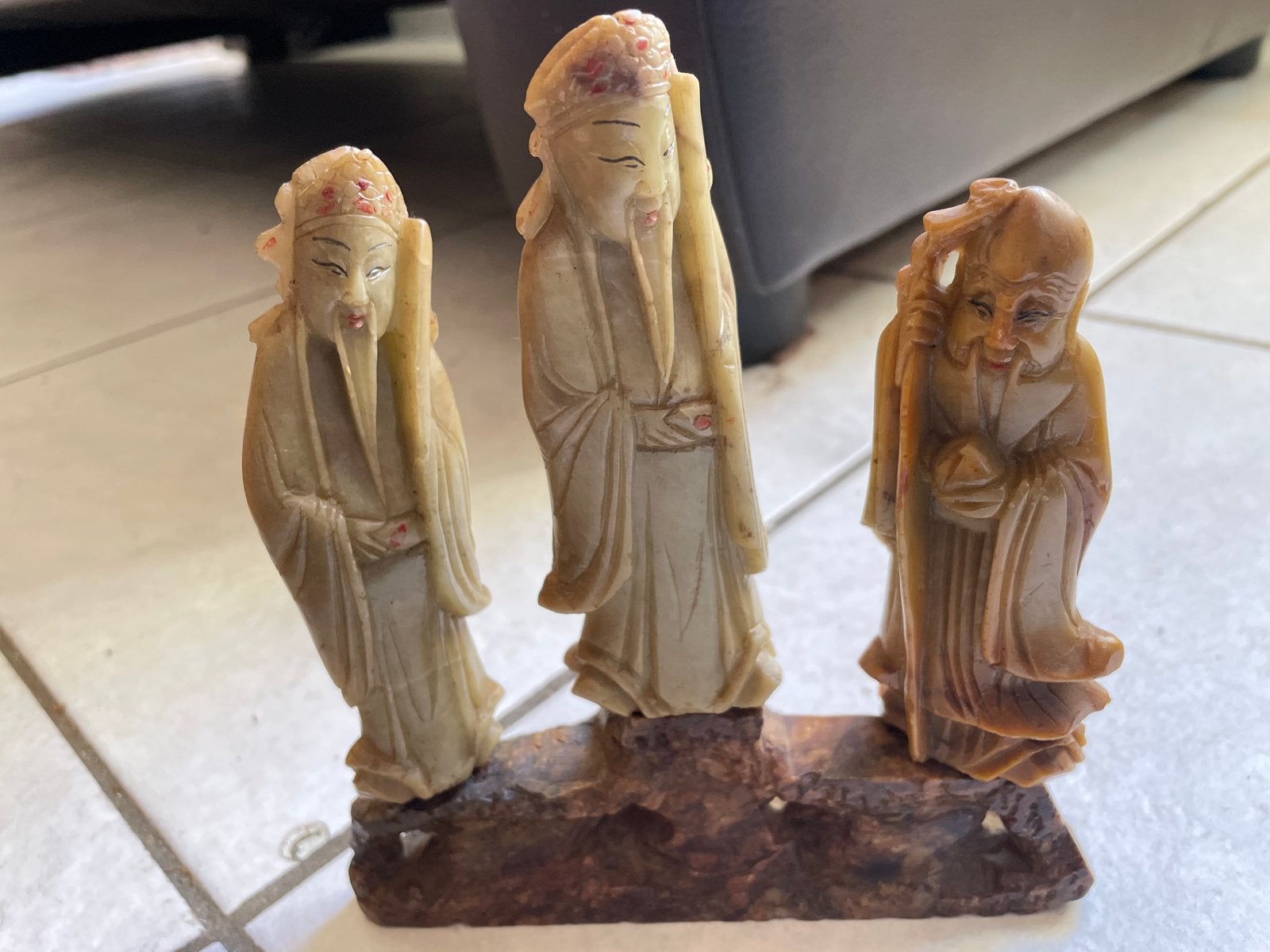 Antiek Chinees beeldje van drie wijzen 15x15 cm, Ophalen of Verzenden