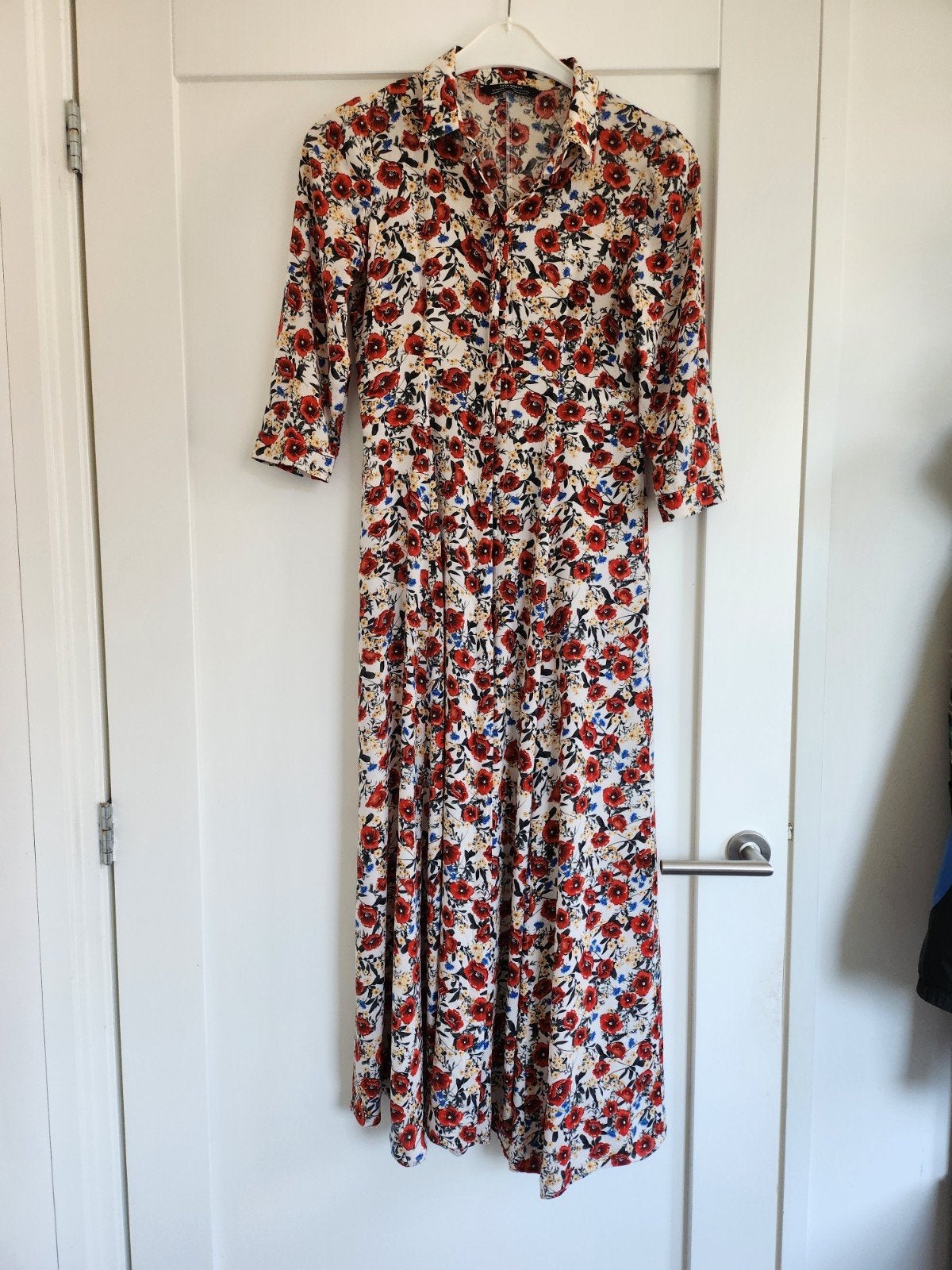 Zomerse lange jurk van Zara (Premium Denim Collection), Meerkleurig, Ophalen of Verzenden, Zo goed als nieuw, Maat 34 (XS) of kleiner