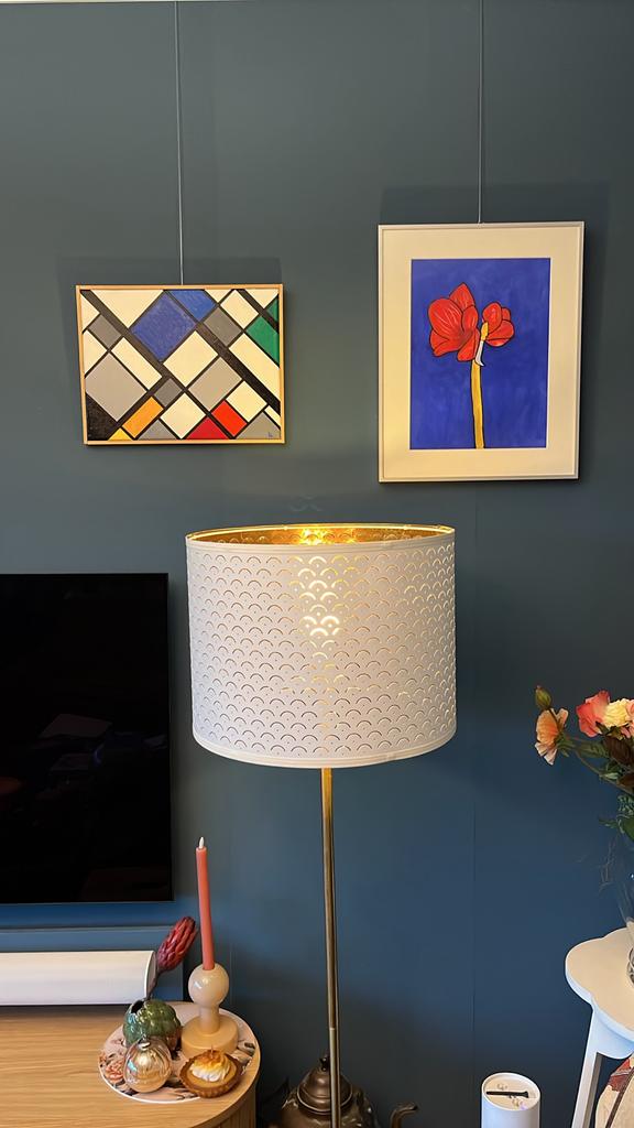 2 IKEA Nymo lampenkappen met gouden binnenkant, Ophalen of Verzenden, Gebruikt, Metaal, Minder dan 100 cm