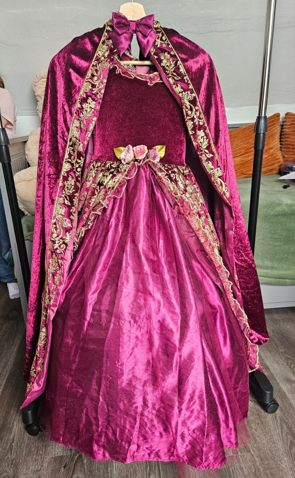 Prinsessenjurk met cape - Maat 128 (7-8 jaar), Ophalen, Zo goed als nieuw, 122 t/m 128, Meisje