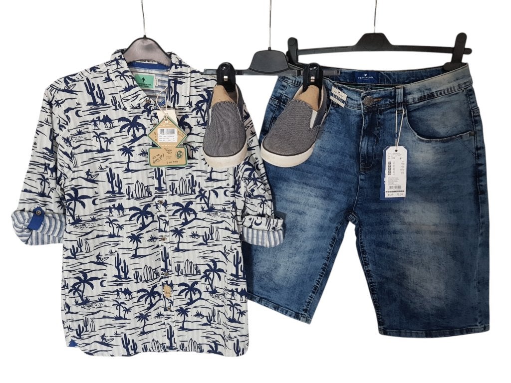 Fijne blauwe TOM TAILOR jog denim short maat 176. NIEUW!, Verzenden, Nieuw, Jongen, Broek