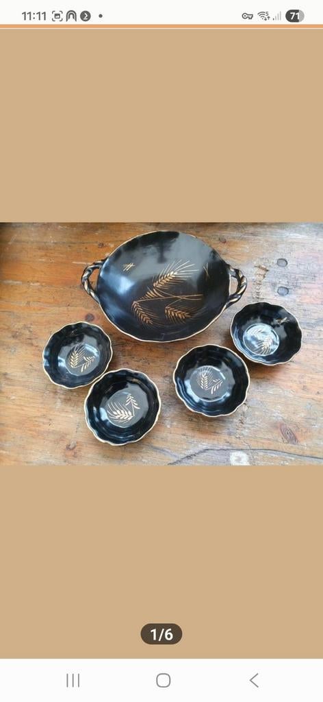 Oud pinda/serveer setje/bakje met kleine bakjes, Antiek en Kunst, Ophalen of Verzenden