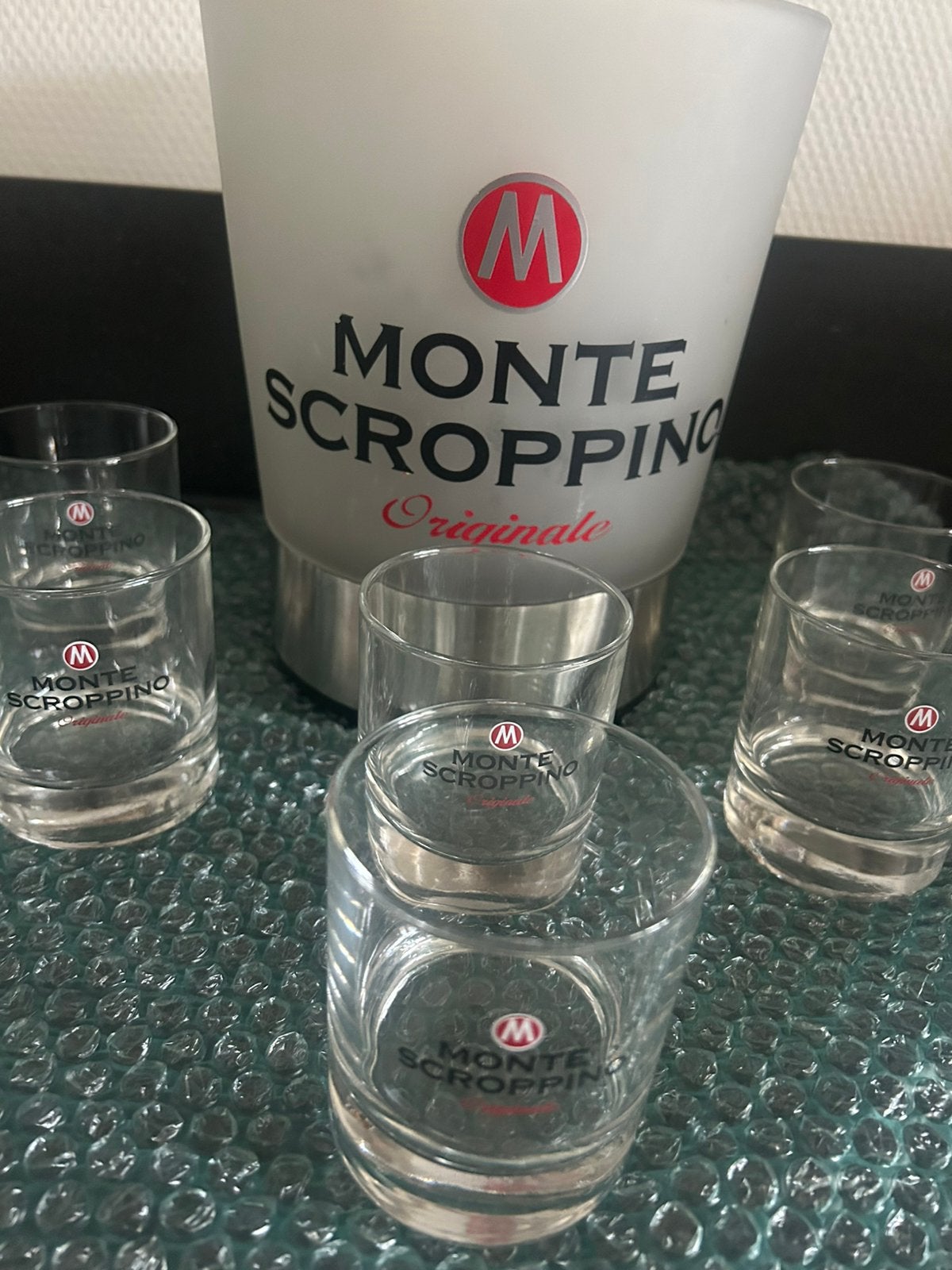 Org. Monte Scroppino Horeca Set, Glazen Koeler + 6 Glazen, Ophalen, Zo goed als nieuw, Overige typen