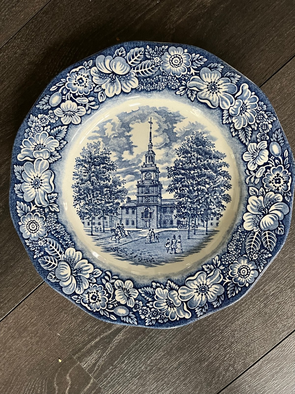 Liberty Blue Staffordshire Independence Hall bord, Ophalen of Verzenden