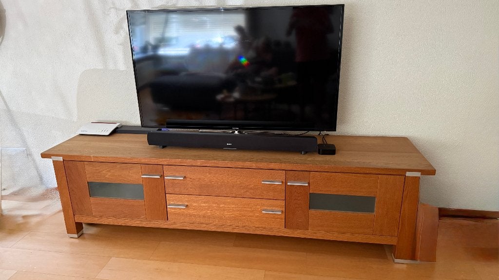 Modern Breed TV Meubel licht Eiken, Ophalen, Glas, Gebruikt, Vintage