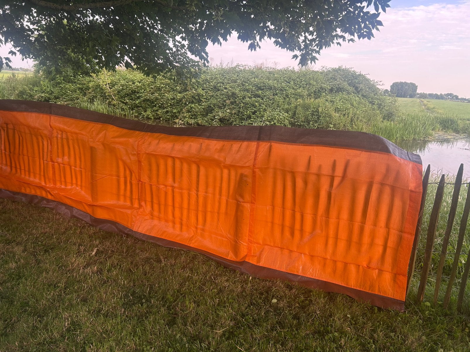Windscherm retro vintage oranje bruin 490 x 130 camping ️, Ophalen of Verzenden, Zo goed als nieuw
