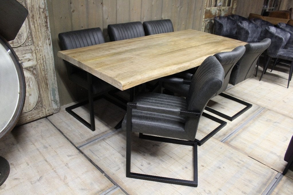 Complete eethoek, boomstam tafel + 6 stoelen op voorraad!, Lindberghstraat 29, Nieuw, Ophalen of Verzenden, 4 tot 6 stoelen