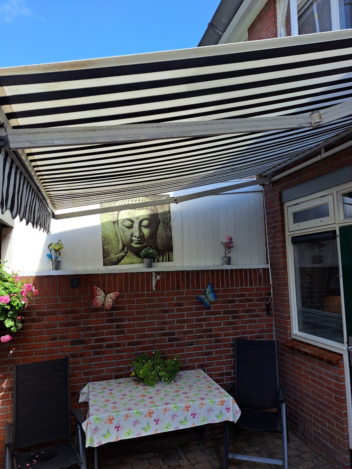 knikarm zonnescherm, 150 tot 300 cm, Ophalen, Gebruikt, Knikarmscherm