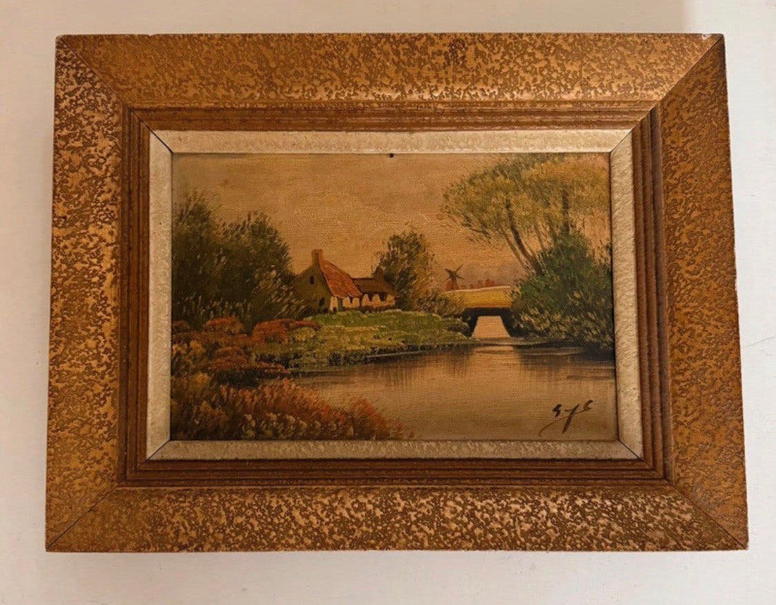 Dutch Vintage original oil painting on canvas 20s, 42x32., Ophalen of Verzenden
