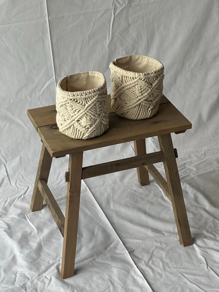 Set van 2 macramé mandjes, Overige materialen, Mand, Rond, Ophalen of Verzenden
